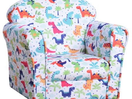 Easycomfort Poltrona da Bambino Fantasioso Motivo di Dinosauri Cartoonati bambini fra i 3 e i 5 anni Legno, Flanella, Schiuma 50L x 39P x 44A cm Multi-colore For Sale