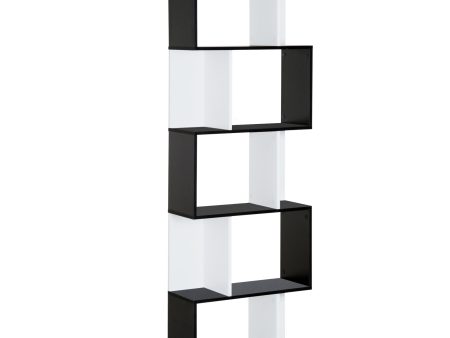 Easycomfort Libreria Moderna 5 Ripiani Pratici Finitura Eccellente, Superficie Liscia e a Prova di Umidità in Legno Truciolato Nero 60×24×184.5cm Sale