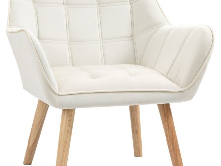 Easycomfort Poltrona Design Scandinava in Legno ed Effetto Velluto Crema, per Soggiorno o Ufficio, 68.5x61x72.5 cm Hot on Sale