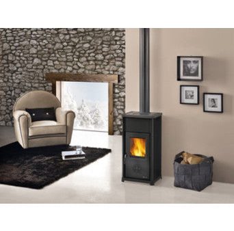 STUFA A LEGNA IN ACCIAIO E GHISA LA NORDICA EXTRAFLAME MOD. TEA 6,6 KW NERO ANTRACITE COD. 93155 on Sale