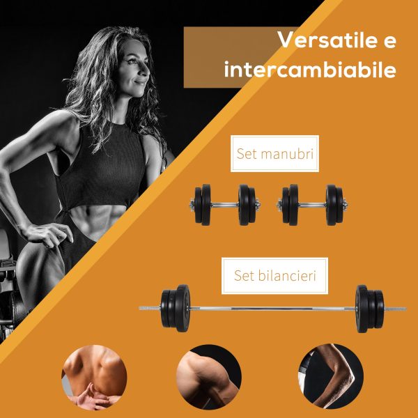 Easycomfort Set Bilanciere e Dischi 65kg con 2 Manubri Pesi, Bilanciere Palestra Manubri con 14 Dischi in Acciaio e Plastica Supply