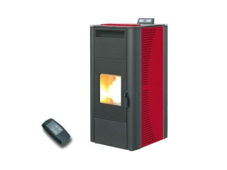 TERMOSTUFA A PELLET KING IDRO 20 KW BORDEAUX COD. 17374 CON TELECOMANDO Fashion