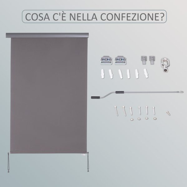 Easycomfort Tenda Avvolgibile Parasole con Manovella, Installazione a Muro o Soffitto, 120x200cm, Grigio Cheap