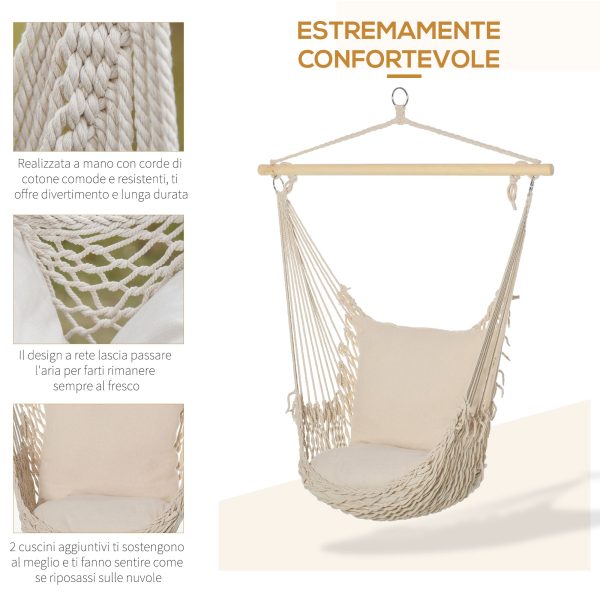 Easycomfort Poltrona Sospesa da giardino in Coeda, Sedia a Dondolo Sospesa in Stile Shabby Chic , Amaca per Interni ed Esterni, Bianca 120L x 90Pcm Online now