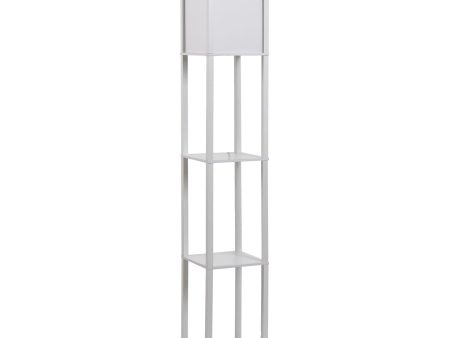 Easycomfort Lampada da Terra con 3 Mensole Integrate, Attacco E27 Potenza 40W, Arredamento Moderno in MDF, 26x26x160cm, Bianco Discount