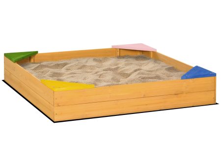 Easycomfort Sabbiera per Bambini da 4 Posti in Legno di Abete con Design senza Fondo, 109x109x19.8 cm Hot on Sale