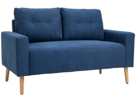 Easycomfort Divano 2 Posti Moderno e Trapuntato in Stile Nordico, in Poliestere e Legno, 145x76x88 cm, Blu Supply