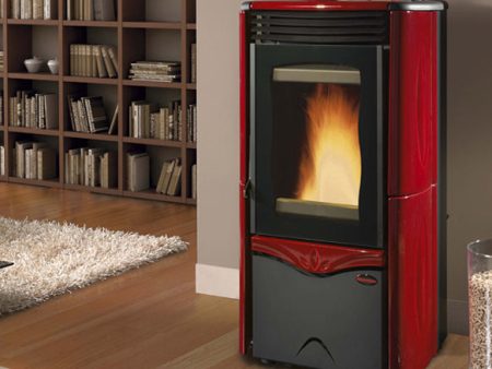 Termostufa a Pellet La Nordica Extraflame Modello DUCHESSA IDRO STEEL 12 kW Colore Bordeaux on Sale