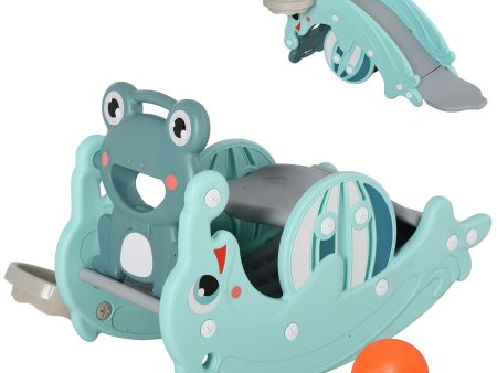 Easycomfort 3-in-1 Cavallo a Dondolo Scivolo per Bambini e Canestro, Età 18-36 mesi, per Casa e Giardino, Verde For Discount