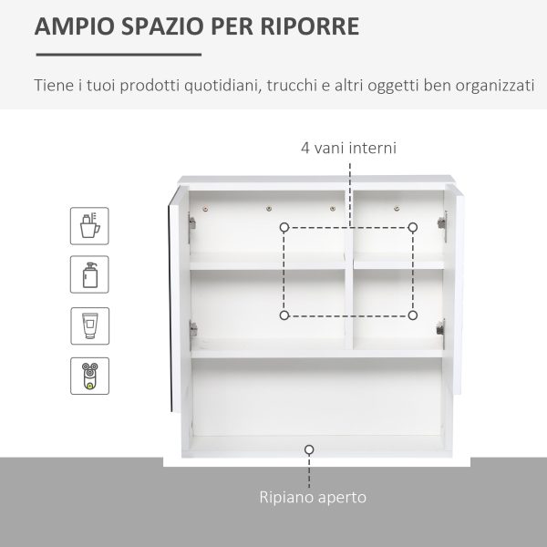 EasyComfort Armadietto Specchiera Bagno, Mobiletto Bagno Pensile con Fissaggio a Muro, 54x15x55cm, Bianco Sale