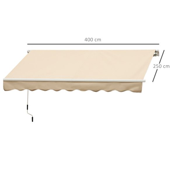 Easycomfort Tenda da Sole 4x2.5 m Avvolgibile a Manovella con Copertura Impermeabile, in Metallo e Alluminio, Beige Hot on Sale