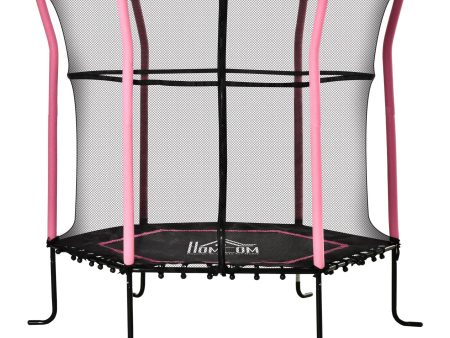 Easycomfort Tappeto Elastico per Bambini 3-10 Anni con Rete di Sicurezza e Corde Elastiche, Trampolino Elastico per Bambini da Giardino ?160x163.5Acm Rosa e Nero Online