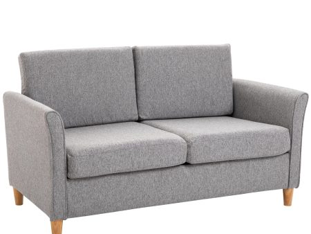 Easycomfort Divano Due Posti Linea Moderna e Compatta in Lino Grigio e Legno (70cmx141cmx78cm) Online now