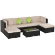 Easycomfort Set da 7 Pezzi Salotto da Esterni in Rattan con Poltrona Pouf Tavolino Nero e Beige Discount