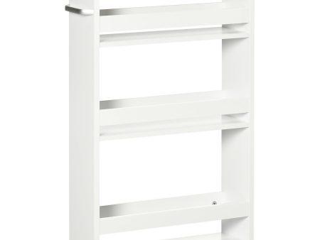 Easycomfort Carrello Bagno Salvaspazio a 3 Ripiani con Rotelle e Maniglia in Legno, 48x15x80cm, Bianco Hot on Sale