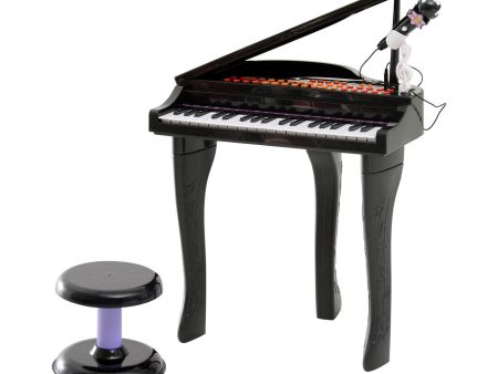 Easycomfort Pianoforte Elettrico Giocattolo Strumento Musicale per Bambini con 37 Tasti Microfono e Sgabello 48x39x69cm Nero Supply