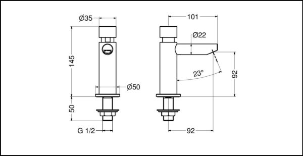 Rubinetto Temporizzato Lavabo Idral MINIMAL con Comando a Pulsante Discount