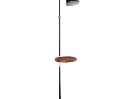 Easycomfort Lampada da Terra in Stile Vintage con Ripiano, Compatibilità Lampadine E27 40W, in Metallo - Nero e Oro Hot on Sale