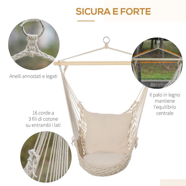 Easycomfort Poltrona Sospesa da giardino in Coeda, Sedia a Dondolo Sospesa in Stile Shabby Chic , Amaca per Interni ed Esterni, Bianca 120L x 90Pcm Online now