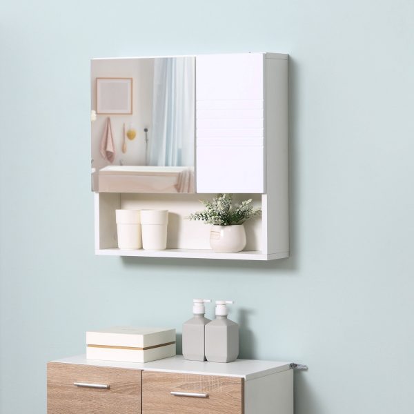 EasyComfort Armadietto Specchiera Bagno, Mobiletto Bagno Pensile con Fissaggio a Muro, 54x15x55cm, Bianco Sale