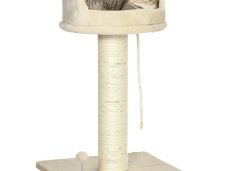 Easycomfort Albero Tiragraffi per Gatti con Lettino e Pallina in Peluche e Palo in Sisal 55x55x83cm Beige Discount