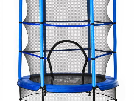 Easycomfort Tappeto Elastico per Bambini 3-6 Anni ?140x160cm, Trampolino da Giardino con Rete, Bordo Imbottito e Corde Elastiche, Blu e Nero Sale