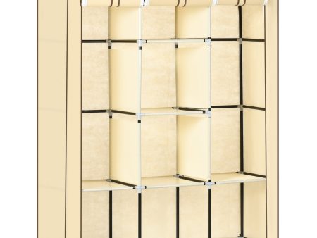 Easycomfort Armadio in Tessuto con 8 Ripiani e 2 Barre con Porta Avvolgibile, 125x46x162.5cm, Beige Online now