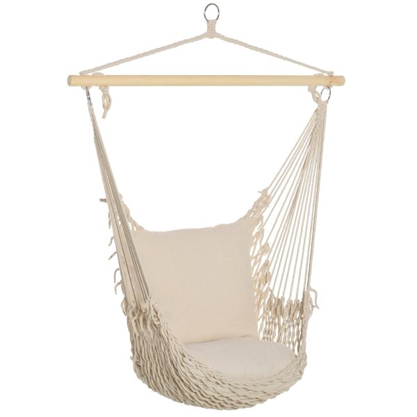 Easycomfort Poltrona Sospesa da giardino in Coeda, Sedia a Dondolo Sospesa in Stile Shabby Chic , Amaca per Interni ed Esterni, Bianca 120L x 90Pcm Online now