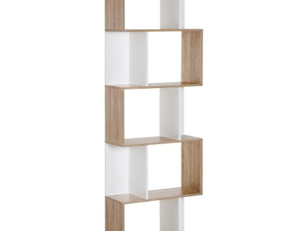 Easycomfort Libreria Moderna 5 Ripiani Pratici Finitura Eccellente, Superficie Liscia e a Prova di Umidità in Legno Truciolato Bianco 60×24×184.5cm Online now