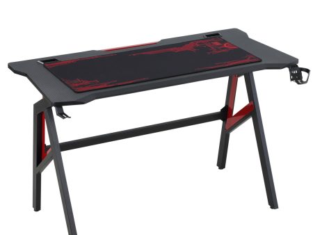 Easycomfort Scrivania Gaming Moderna con Tappetino Mouse Maxi e Accessori, 120x58x75cm - Rosso e Nero Online now