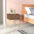 Easycomfort Comodini Moderni Set 2 Pezzi in Truciolato e Acciaio con Cassetto, 39.5x41x49 cm, Marrone Discount