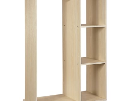 Easycomfort Stand appendiabiti con 3 Ripiani e Attaccapanni per vestiti, Guardaroba Porta Abiti in Legno 128 cm, Beige Online