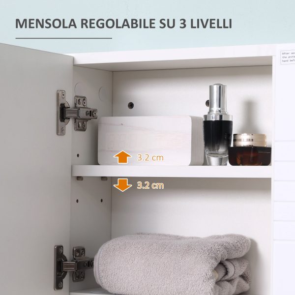 EasyComfort Armadietto Specchiera Bagno, Mobiletto Bagno Pensile con Fissaggio a Muro, 54x15x55cm, Bianco Sale