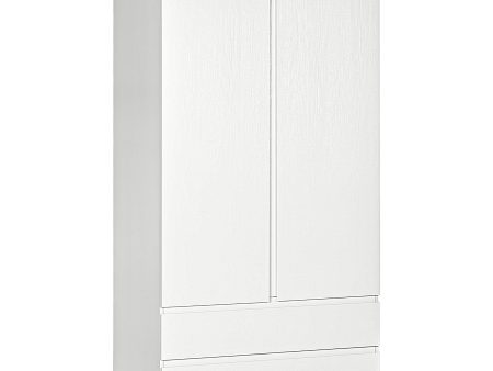 Easycomfort Armadio Guardaroba in Truciolato Bianco con Appendiabiti e 2 Cassetti Scorrevoli per Camere da Letto, 100x60x200 cm Online