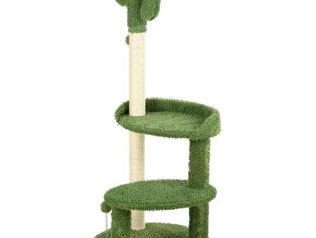 Easycomfort Albero per Gatti a forma di Cactus con Tiragraffi e 2 Palline da Gioco, 35x31x55.5 cm, Verde e Bianco Sale