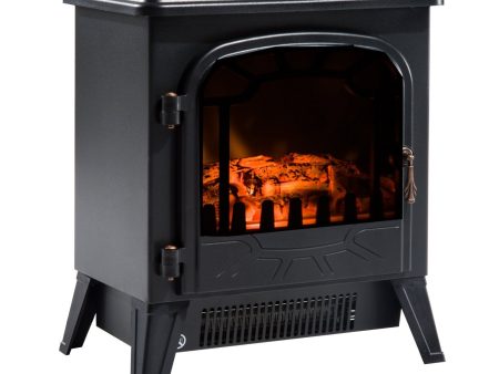 Easycomfort Camino Elettrico con Effetto Fiamma Regolabile Potenza 900W 1800W, 36 x 25.5 x 41.5cm, Nero Supply