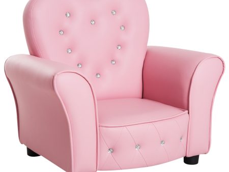 Easycomfort Poltroncina per Bambini Imbottita, Poltrona per cameretta con Rivestimento in PVC e Struttura in Legno, 59x41.5x49cm, Rosa Fashion