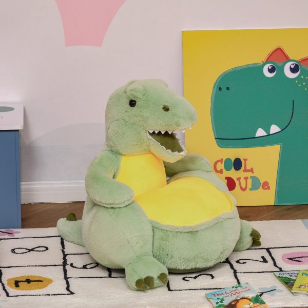 Easycomfort Poltroncina per Bambini Forma Dinosauro in Peluche con Base Antiscivolo, Poltrona per Cameretta Verde 60x55x59cm Online Hot Sale