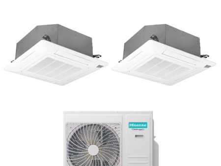 Climatizzatore Condizionatore Hisense Dual Split Inverter a Cassetta 18+18 con 4MW105U4RAA R-32 Wi-Fi Optional 18000+18000 con Telecomando e Pannello Incluso Sale