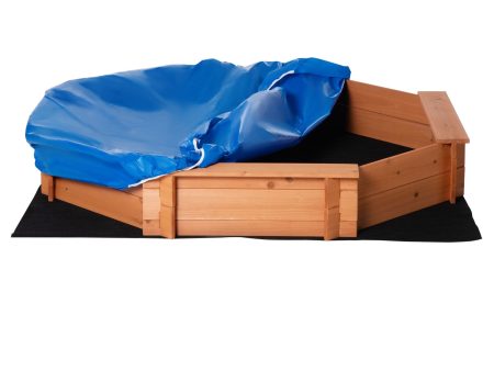 Easycomfort Sabbiera per Bambini in Legno con Sedili e Copertura, Età 3-8 Anni, 139.5x139.5x21.5cm Cheap