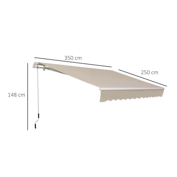 EASYCOMFORT Tenda da Sole Avvolgibile per Esterno in Poliestere e Alluminio, Beige, 365 × 250cm Fashion