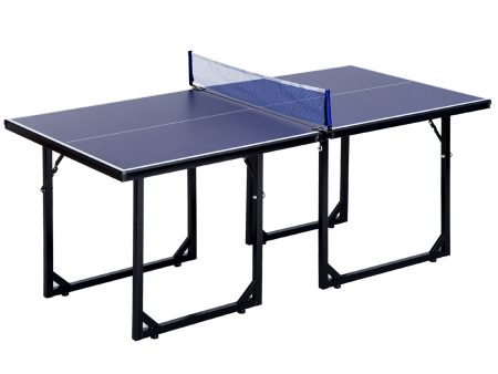 Easycomfort Tavolo da Ping Pong Pieghevole e Salvaspazio con Rete da Gioco per Interno, in Acciaio e MDF, 182x91x76cm, Blu For Sale