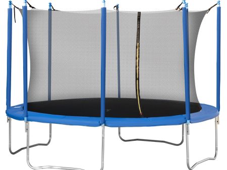 EasyComfort Tappeto Elastico per Bambini e Adulti con Rete e Bordo Imbottito, Trampolino da Giardino, Φ366x275cm, Blu e Nero Online Sale