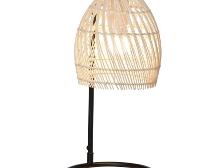 Easycomfort Lampada da Tavolo in Rattan Stile Boho, Attacco E27 Potenza Max 40W Ø20x41cm, Beige Supply