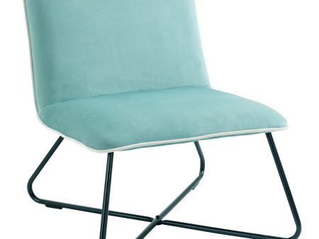 Easycomfort Poltrona in Velluto Stile Nordico Senza Braccioli con Base in Metallo Incrociata, 55x69x68cm, Verde Supply