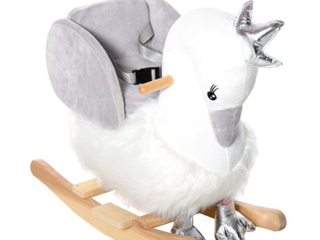 Easycomfort Dondolo Giocattolo a Forma di Cigno Bianco e Grigio per Bambini 18-36 Mesi (Max 40kg), Legno di Pioppo e Peluche on Sale