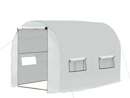 Easycomfort Serra a Tunnel per Orto 3x2x2m con Copertura in PE, 2 Porte e Struttura in Acciaio, Bianco Hot on Sale