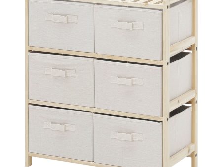 Easycomfort Cassettiera con 6 Cassetti in Tessuto Pieghevoli ed Estraibili, 59x28x70cm - Legno, Beige on Sale