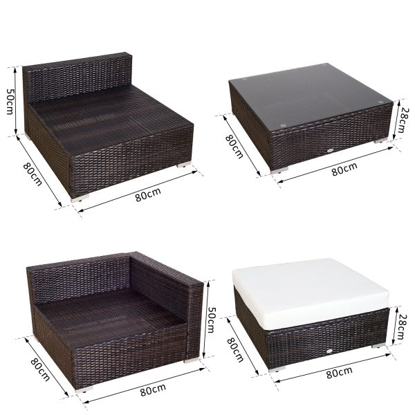 Easycomfort Mobili da Giardino in Rattan PE con Divano Angolare e Pouf con Cuscini telaio Set da 18 Pezzi, Marrone For Sale