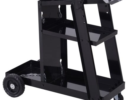 Easycomfort DURHAND Carrello Porta Utensili a 3 Ripiani con 2 Catene di Sicurezza, in Acciaio, 71x39x70 cm, Nero For Discount